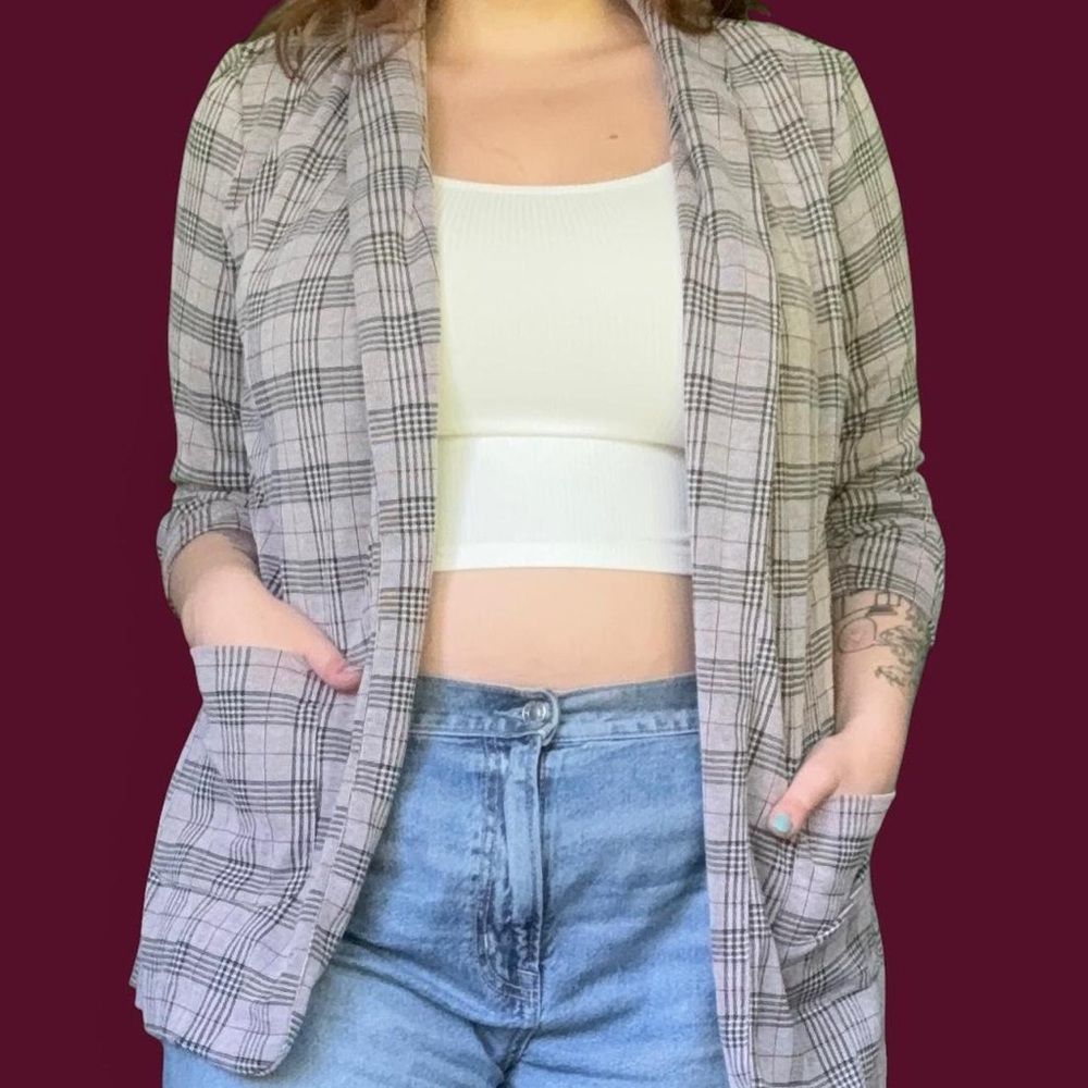 Candie's Gray Plaid Blazer